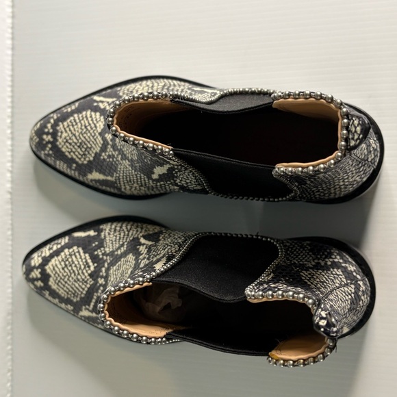 New Coach Bowery Bead Chain Leather Snakeskin G4368 Chelsea Ankle Boot 8 / 38.5 - Picture 11 of 16
